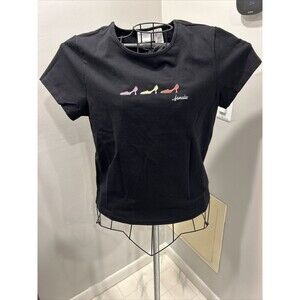 Liz Claiborne Short Sleeve Shoe Fanatic Top Size Extra Large XL Black
